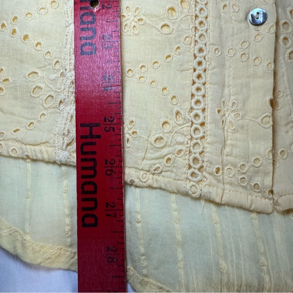 Sundance Women Eyelet Top Large Lined Soft Yellow Lace Cotton Cottagecore - Picture 5 of 7